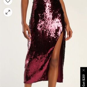 Burgundy sequin skirt size small